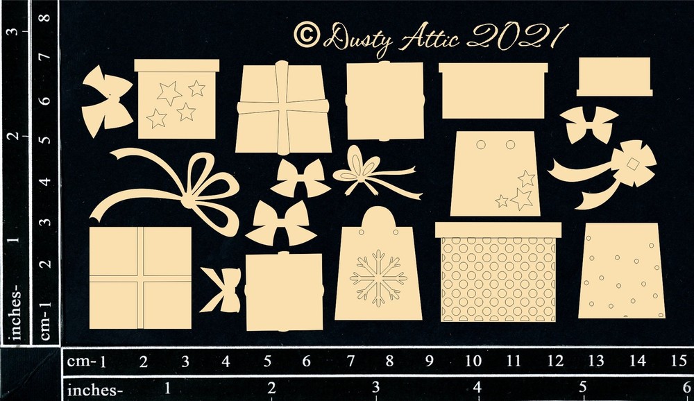 Dusty Attic Chipboard 3x6 - Presents #2 Small, DA3192