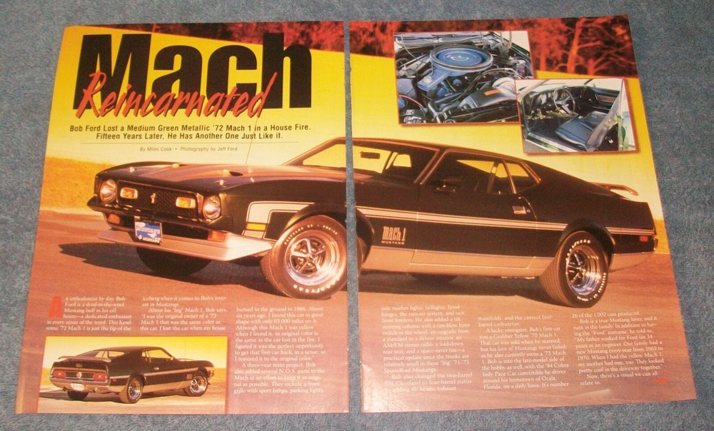 1972 Medium Green Metallic Mustang Mach 1 Article "Mach Reincarnated"