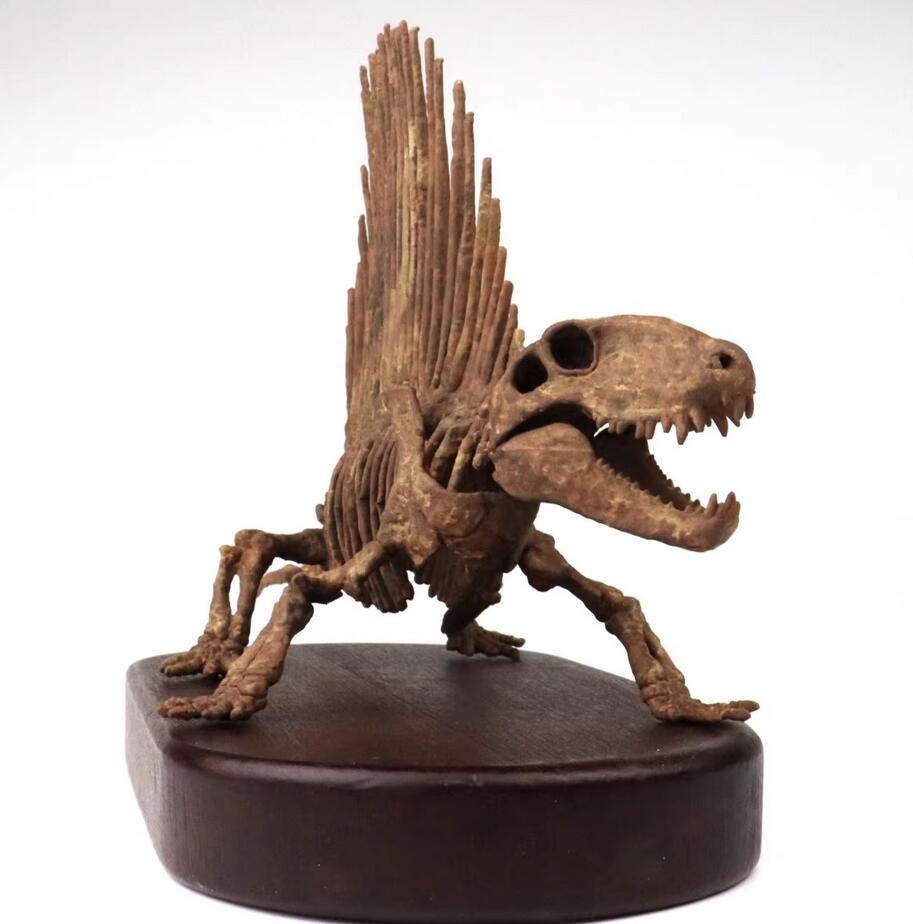 Dimetrodon Skeleton Dinosaur Statue Painted Model Display Length 9.8in