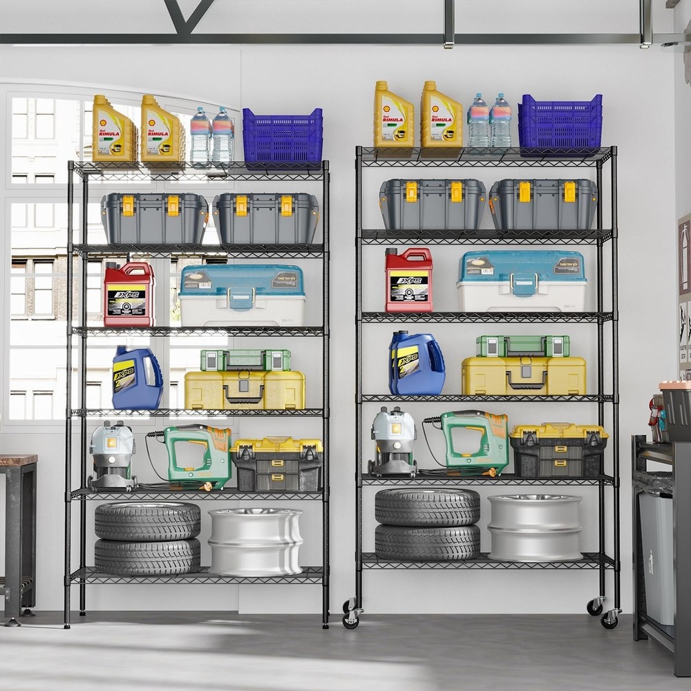 Rust-Resistant 6-Tier Wire Shelving System with Wheels | Easy Tool-Free Assembly