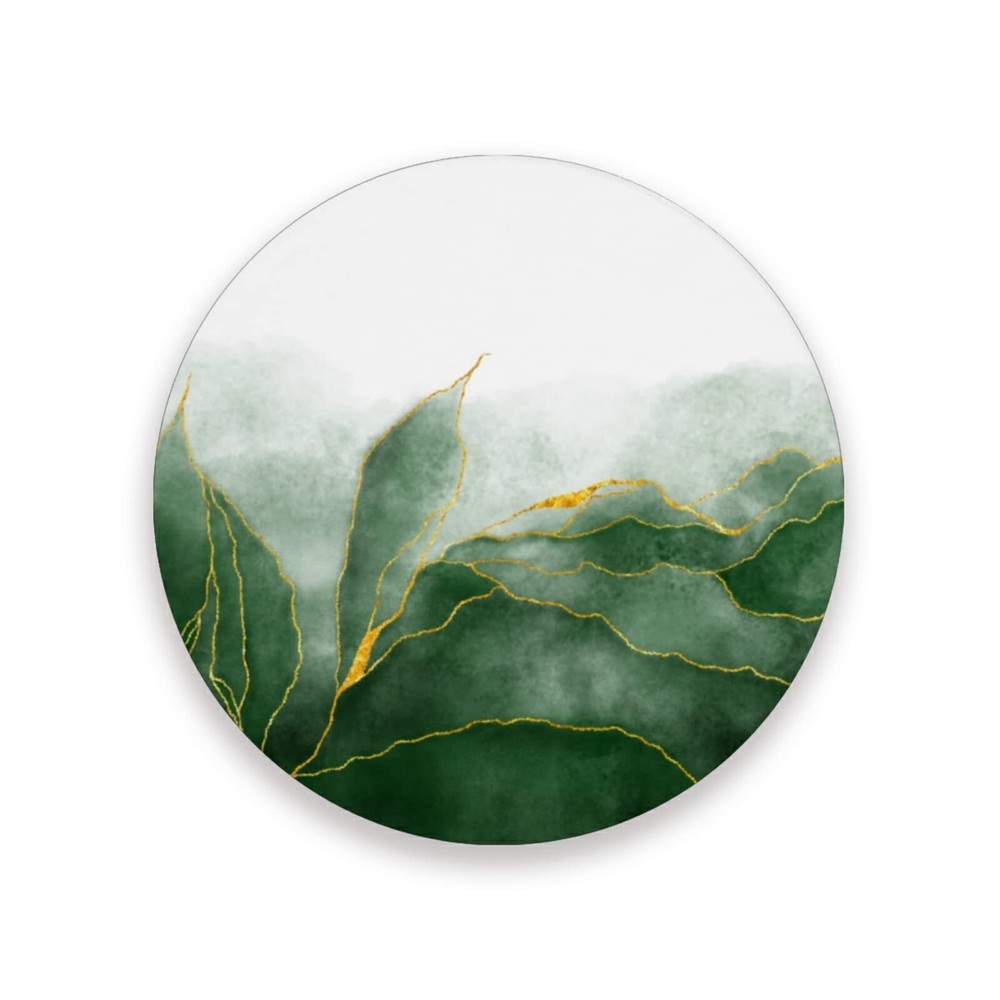 Green Coasters for Drinks Absorbent Ceramic Coaster Set Cork Base Cups Place ...