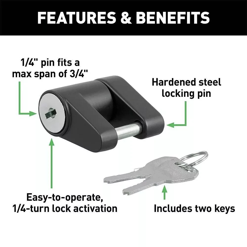 4Pc 1/4" Trailer Hitch Coupler Lock for Tow Boat RV Truck Keyed Alike Heavy Duty