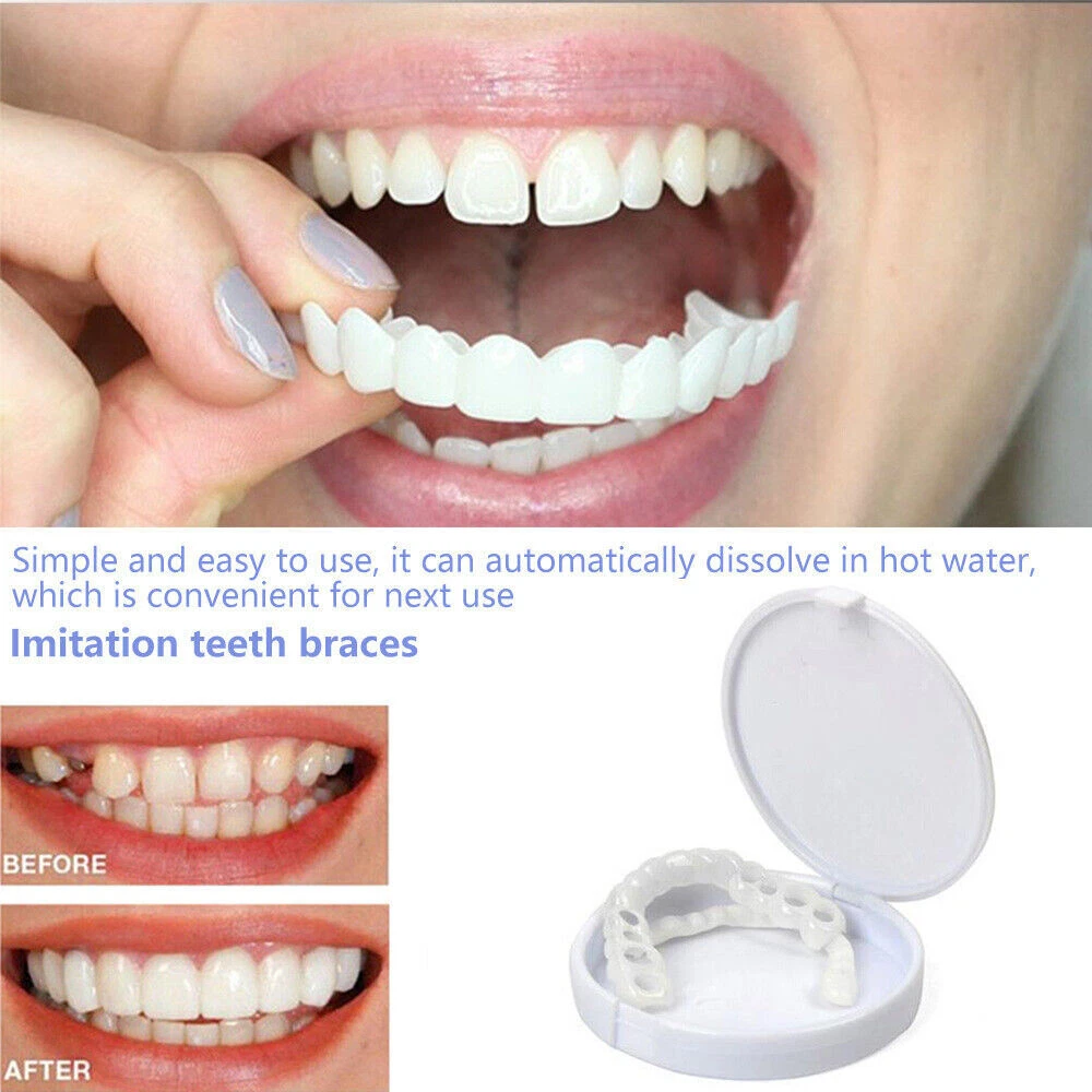 Snap On Upper and Bottom Set False Teeth Dental Veneers Denture Tooth Cover US