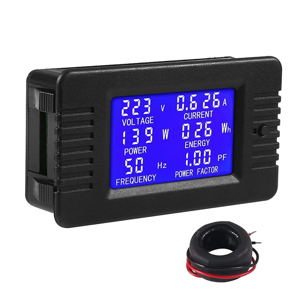 AC Digital Meter, 80-260V 100A LCD Display Current Voltage Power...