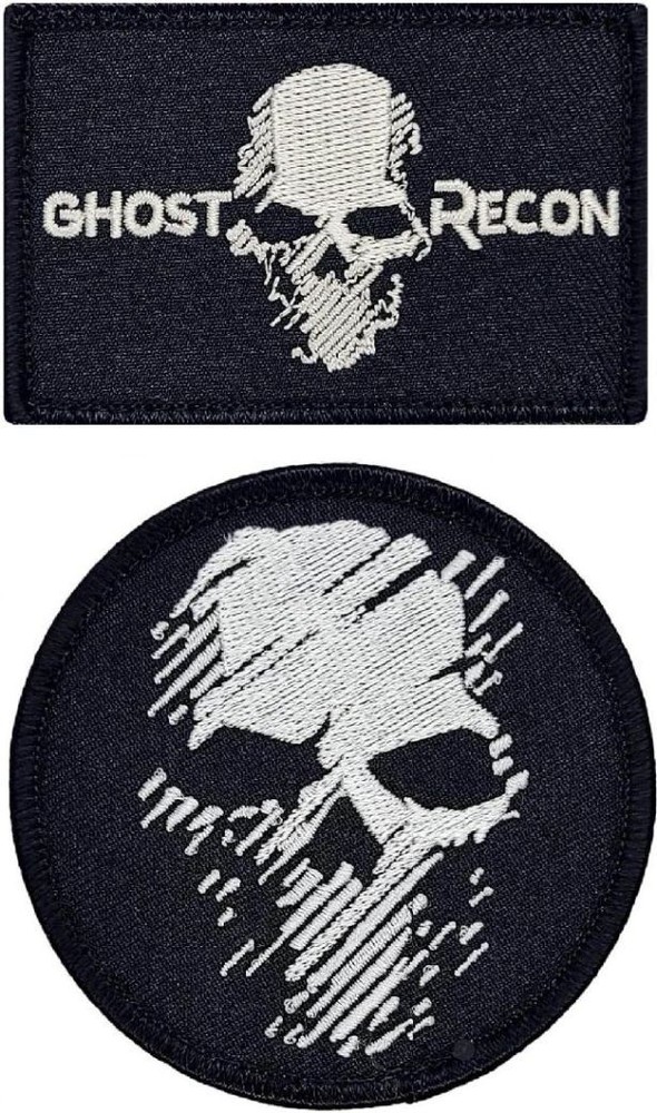 Ghost Skull Recon Wildlands Embroidered Morale Patch | 2PC  HOOK BACKING 3"