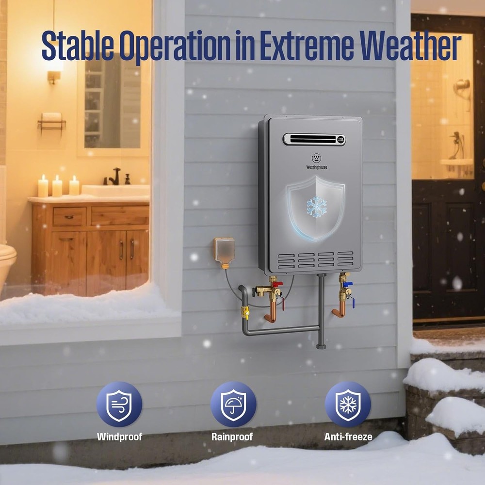 Westinghouse Propane Gas Tankless Water Heater 180,000 BTU Outdoor Installation