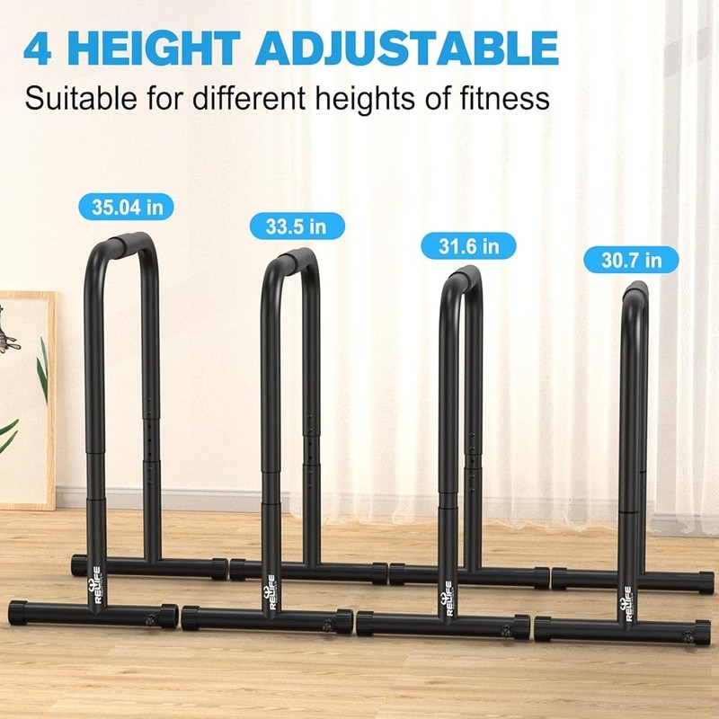 Heavy Duty Adjustable Dip Bars Push Ups Pull Ups Stand Body Strength Training