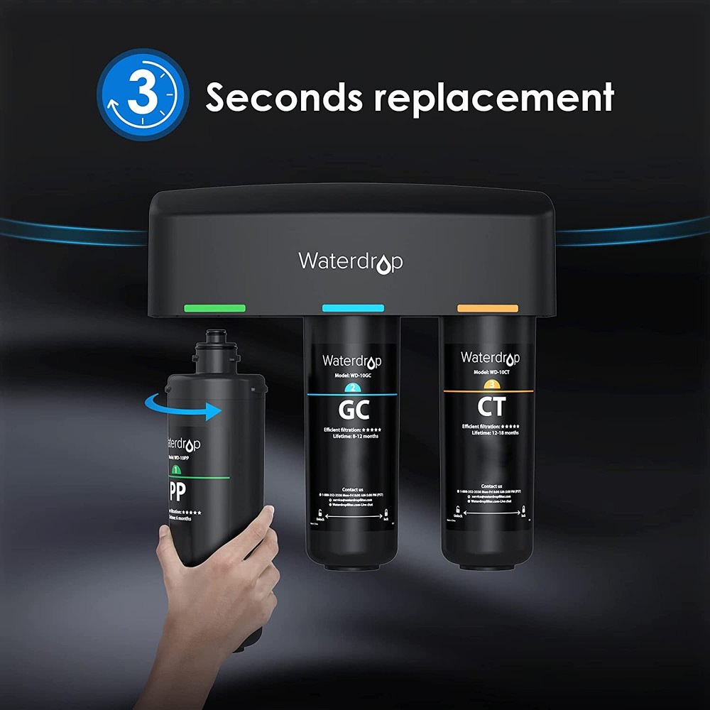 Waterdrop WD-10PP Under Sink Water Filter, Replacement for Waterdrop TSA & TSB