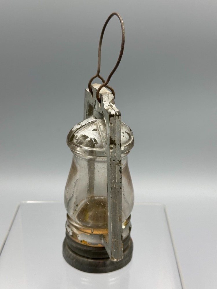 c. 1910 Barn Type 1 LANTERN Glass with Silver Paint CANDY CONTAINER A&E 426