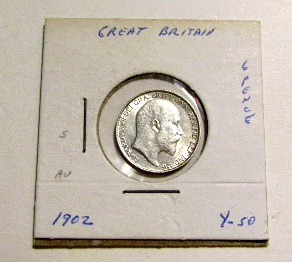 Great Britain 1902 6 Pence Au Silver Coin