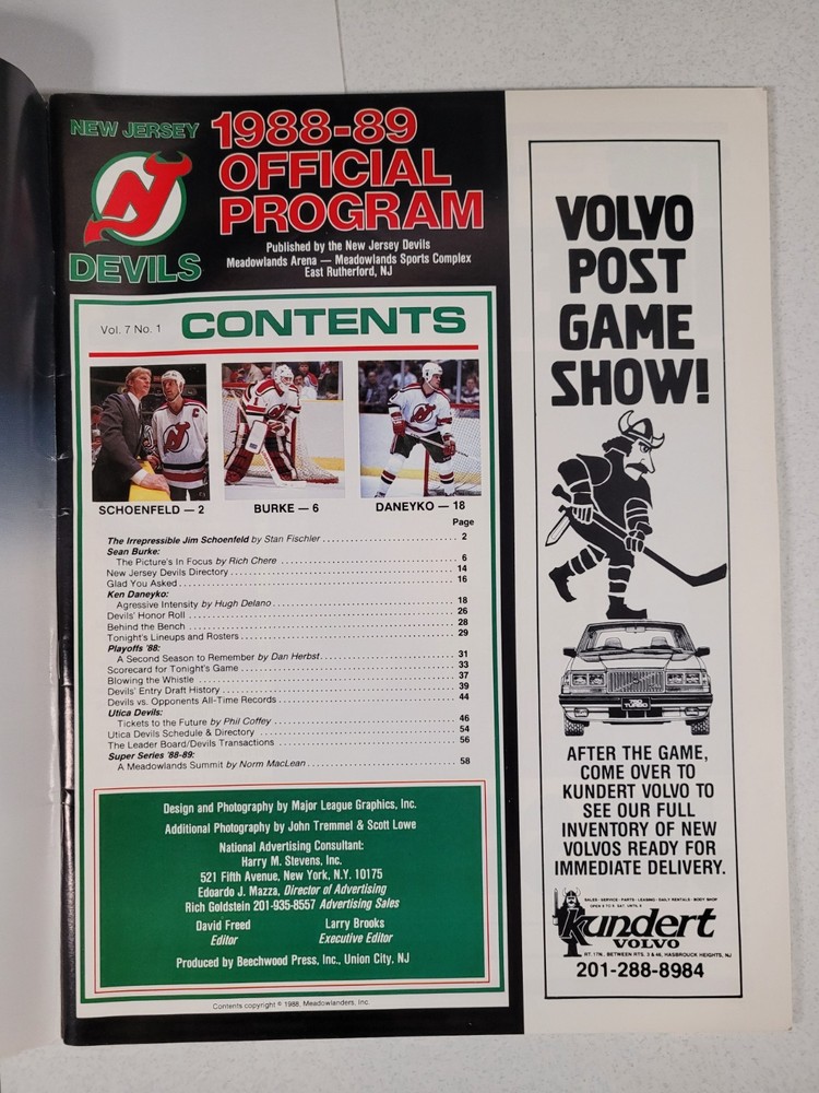 1988-89 New Jersey Devils Official Program Kirk Muller Vintage!
