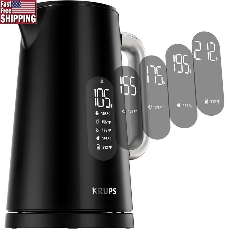 Smart Temp Electric Kettle 1.7L 5 Settings Digital Display Cordless Cool Touch