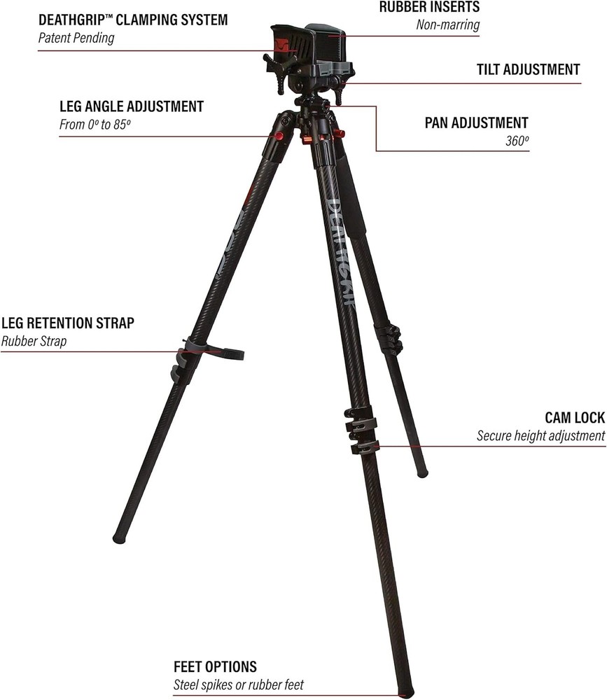 Deathgrip Tripod with Durable Frame, Lightweight, Stable Design, Bubble Level, A