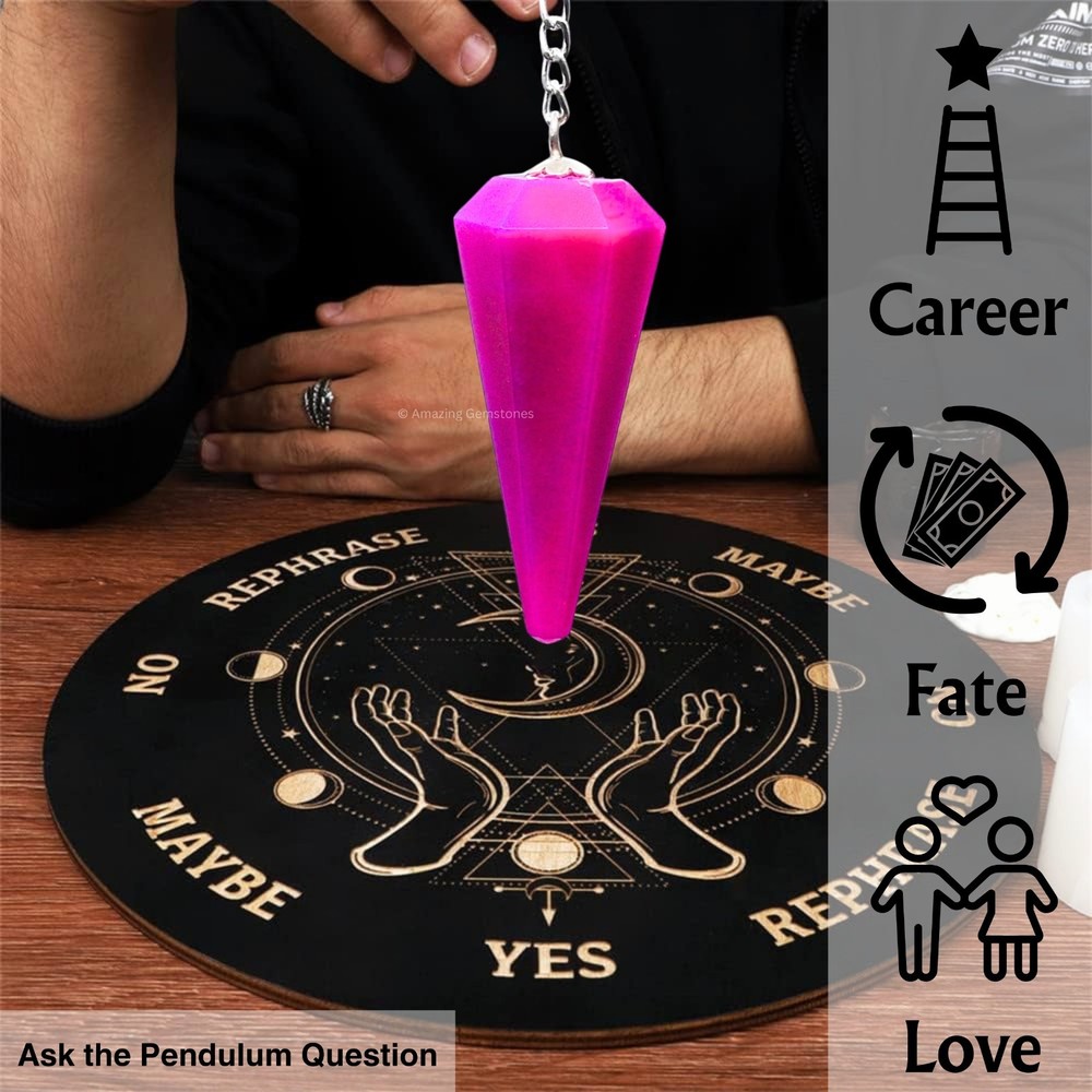 Pink Onyx Dowsing Crystal Pendulum
