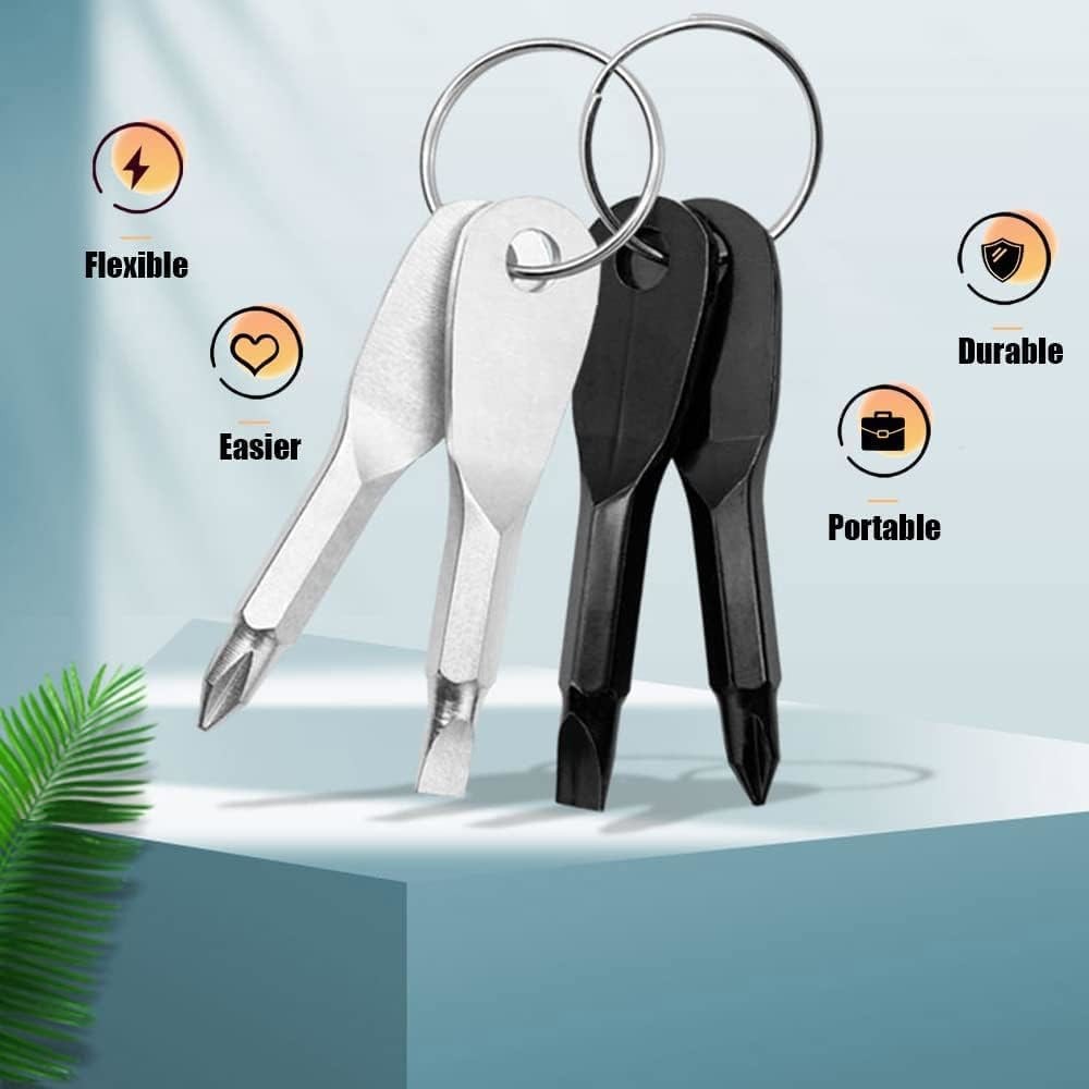 4 Set(8Pcs) EDC Mini Keychain Screwdriver Set Phillips Flat Head Portable Tools