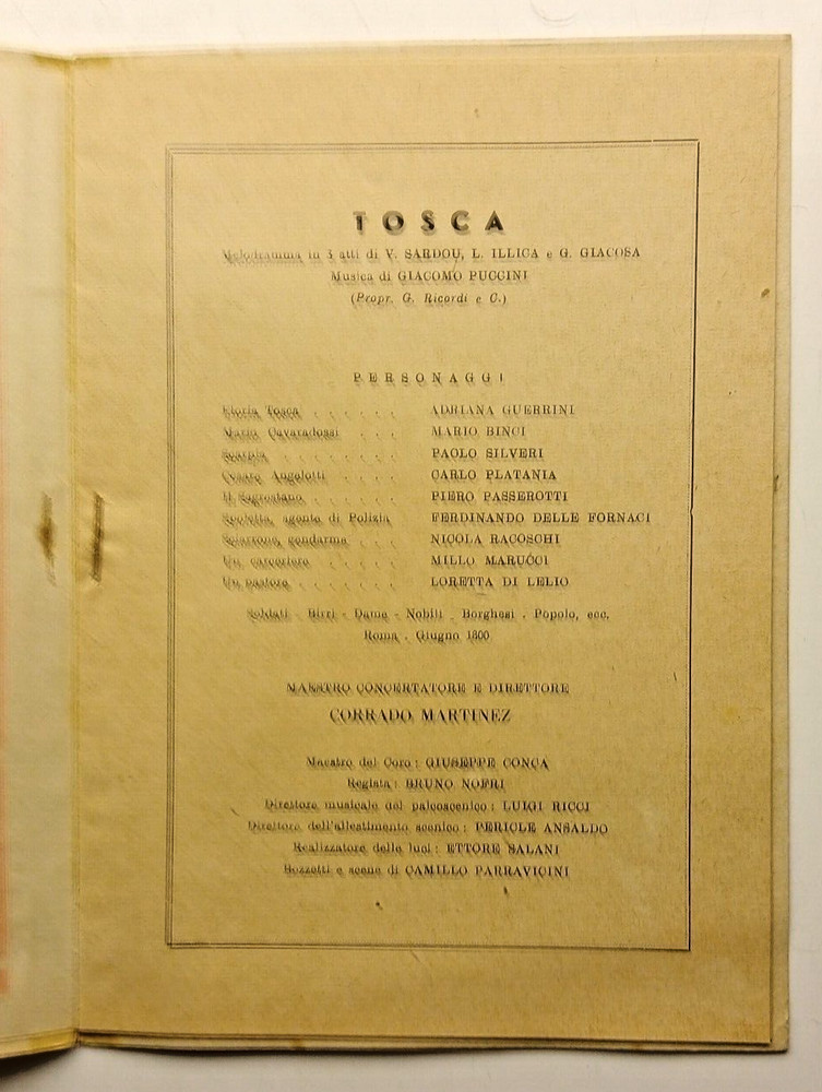 2 x Teatro Reale Dell' Opera programme 1944 Tosca & Othello programmes