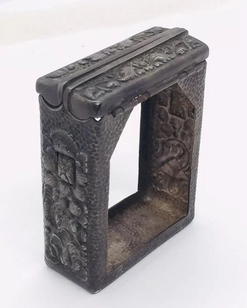Chinese Export Antique Sterling Silver Floral Cigarette Pack Holder Case