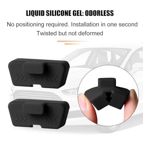 Car OBD Port Lid, 2PCS Waterproof Silicone OBD Interface Protective Black