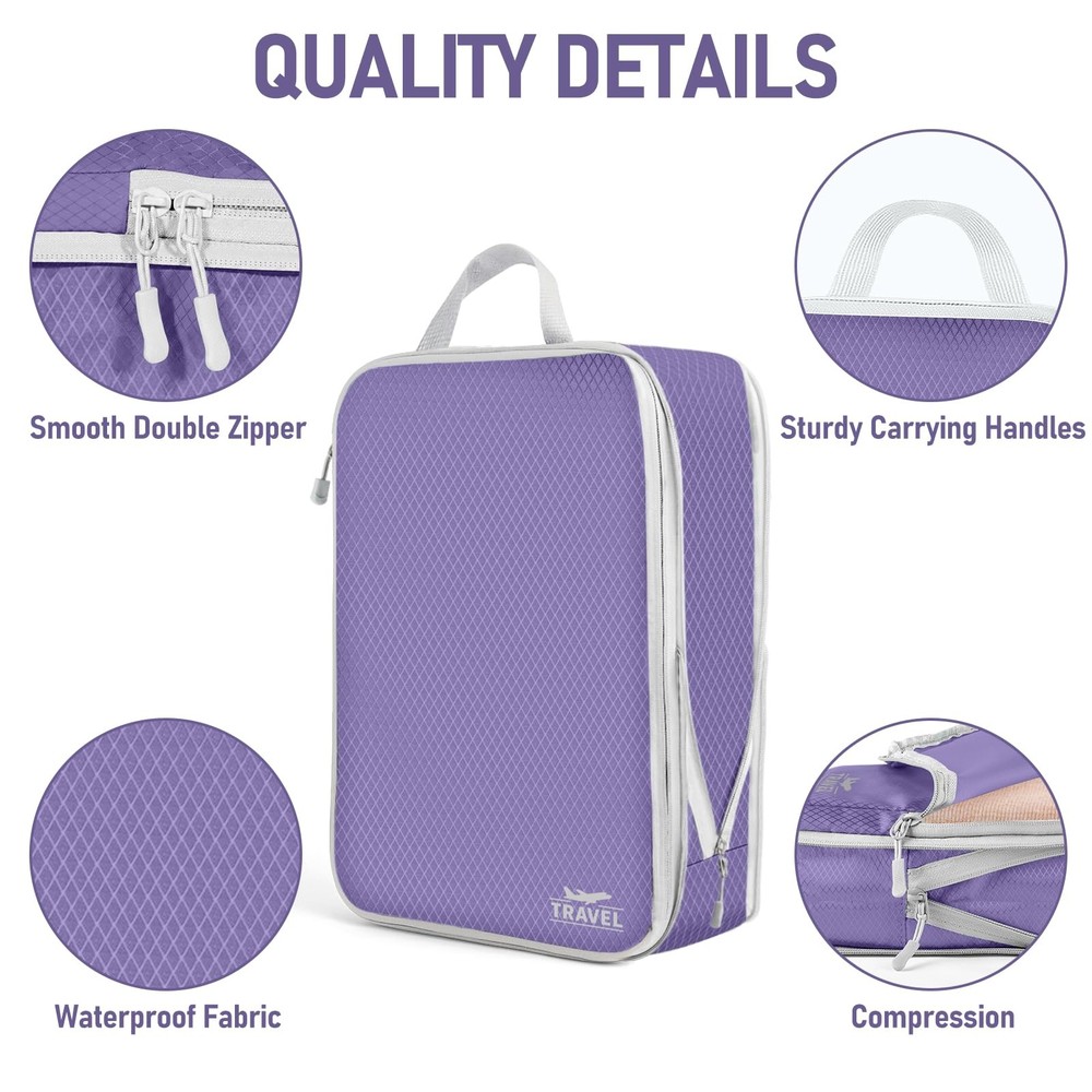 6 Set Compression Packing Cubes, Suitcase Organizer, Lightweight Travel Essen...