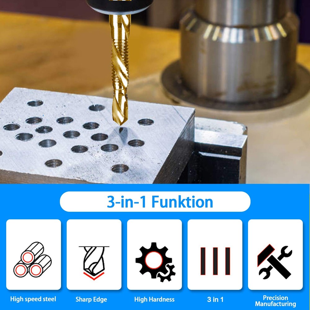 6-pc 6-32NC Combination Drill Tap Bit Set SAE, Thread 6 Pcs