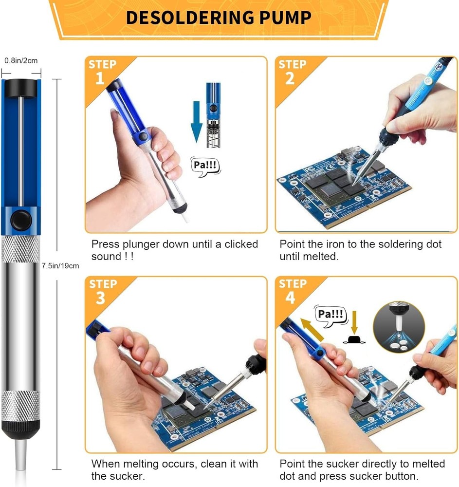 Soldering Iron Set with Heat Resistant Handle and Multiple Tips for DIY Projects