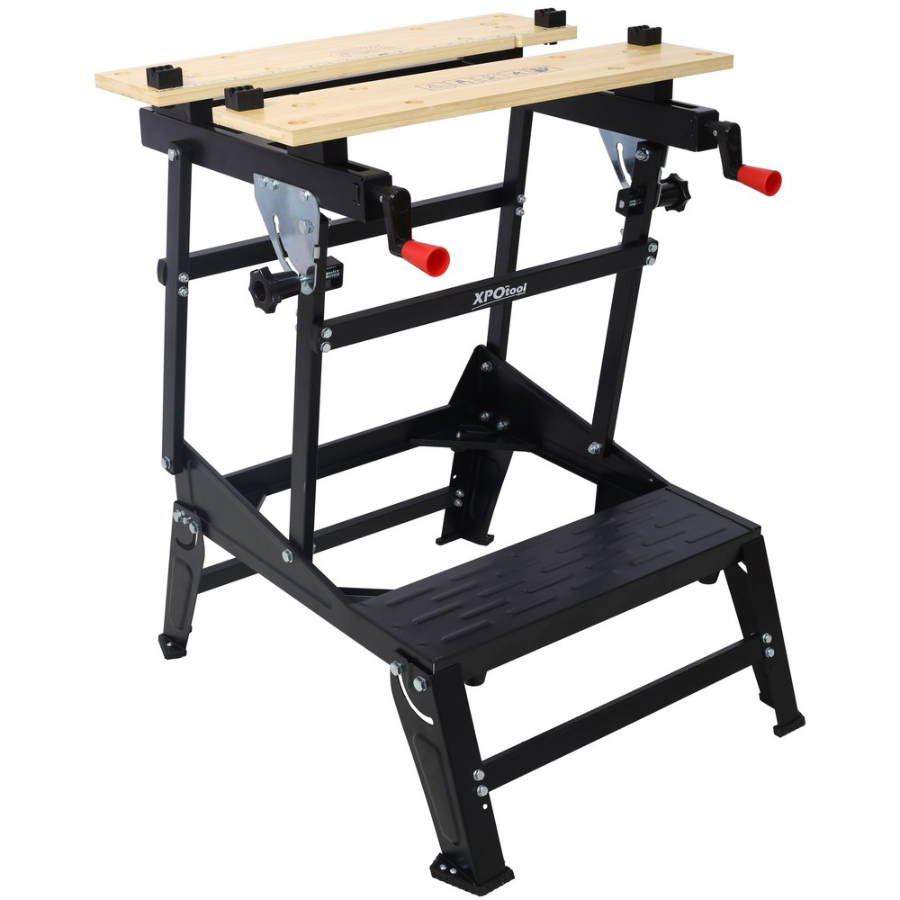 Portable Foldable Workbench, 550 lb Capacity, Adjustable Jaws & 4 Rotating Pins