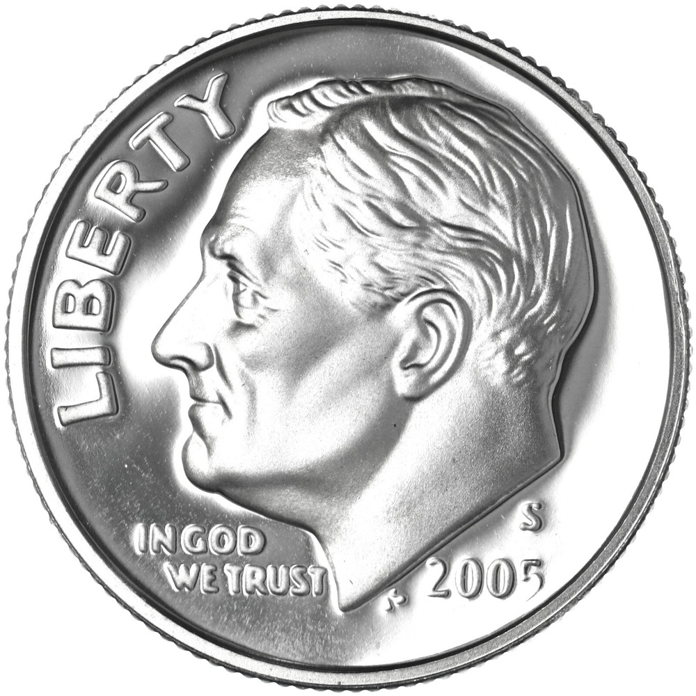 2005 S Roosevelt Dime Gem DCam Proof CN-Clad