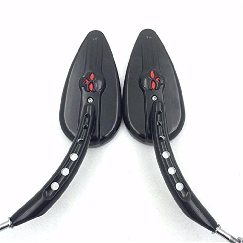 Black Skull Side Mirrors Raindrop Shape For Harley Dyna Super Glide Convertible