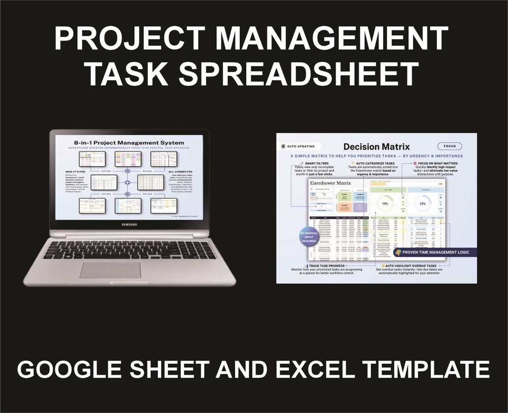 Project Management, Team Tracker, Excel and Google Sheets Template