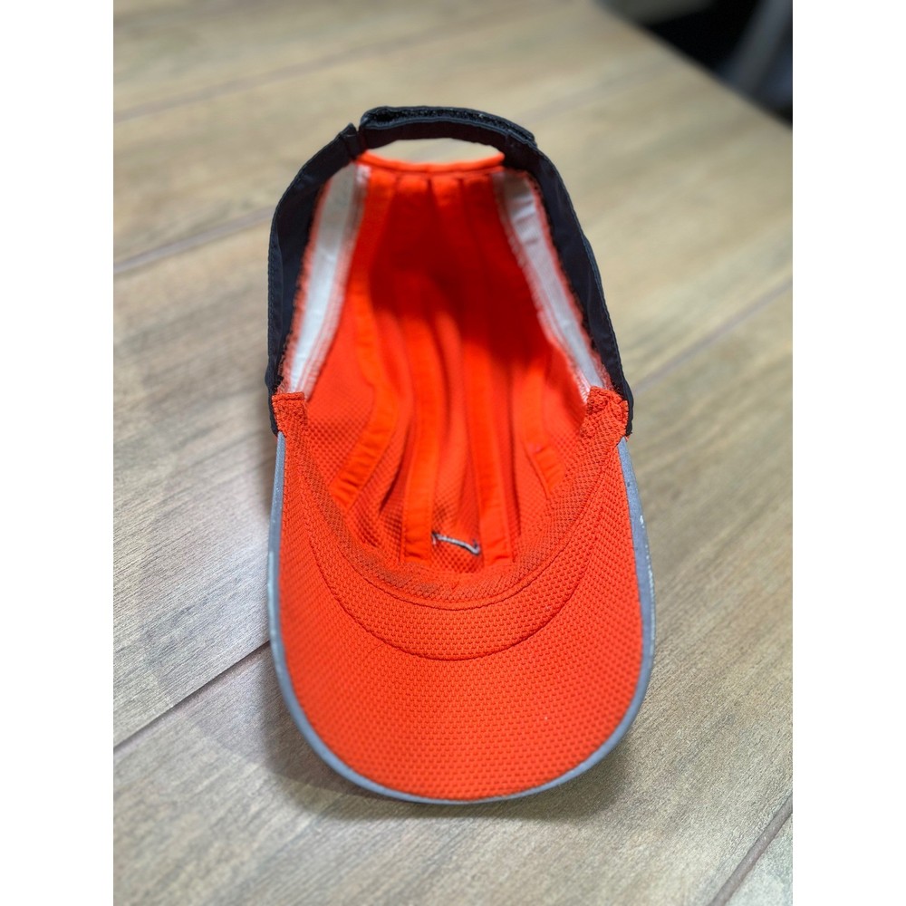 Vintage Nike Hat Cap Strapback Orange Tailwind 7 Panel Reflective Tennis Cycling