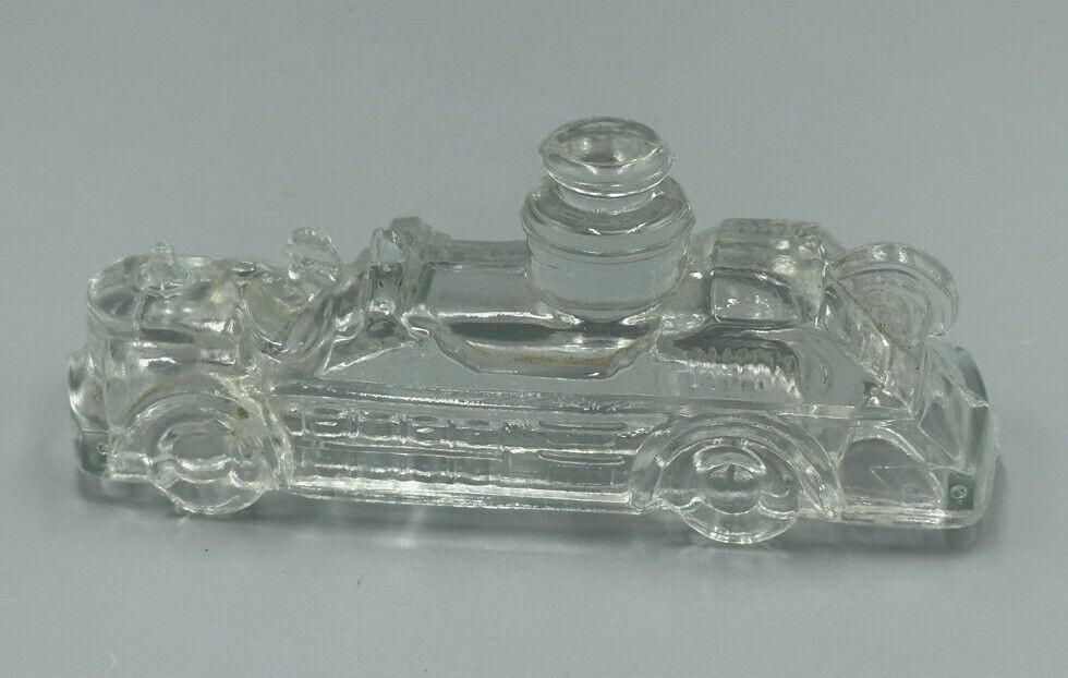 c 1946 FIRE ENGINE Victory Glass CANDY CONTAINER Vintage E&A 213