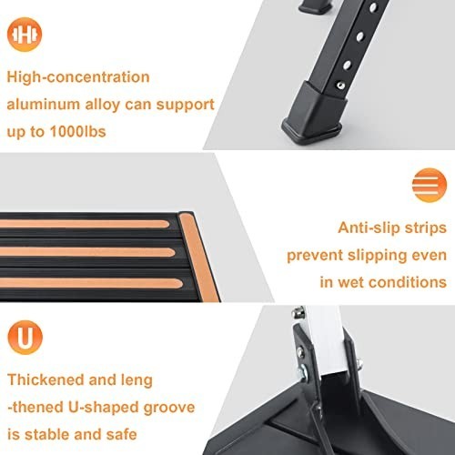 Height Adjustable RV Steps - Folding Platform Step Stool, Anti-Slip Surface, 100