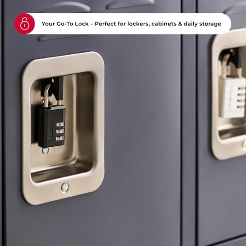 Master Lock Black Combination Padlock, Gym Locker Lock with 3-Digit Code