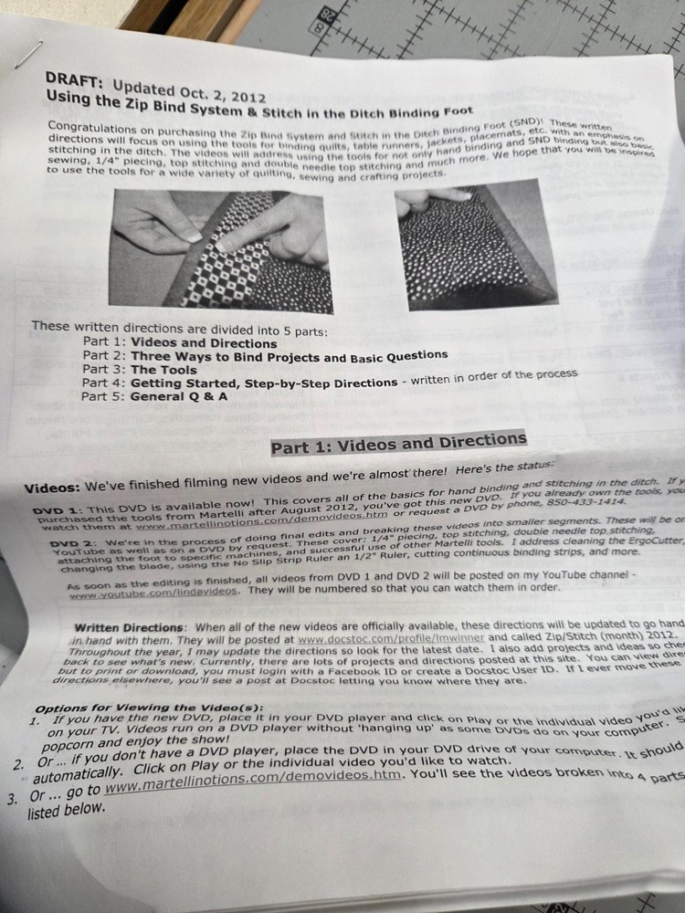 Martelli Zip Bind System for hand and stitch in the ditch machine binding