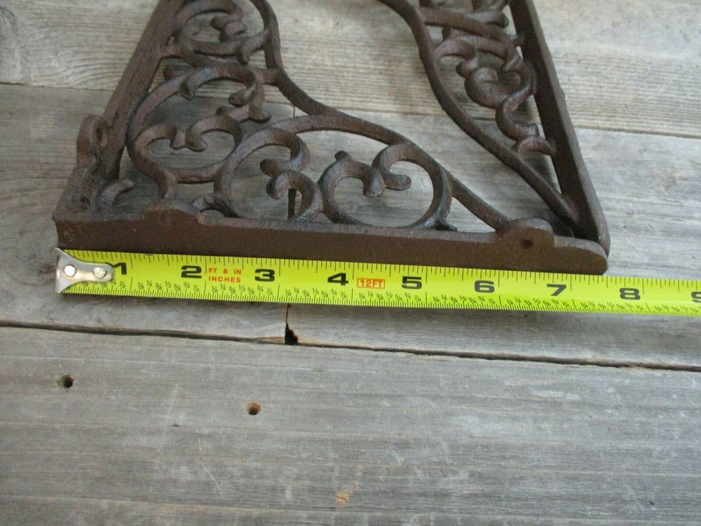 2 LARGE Shelf Braces Wall Brackets Cast Iron Brackets Vine Garden Corbels Rustic