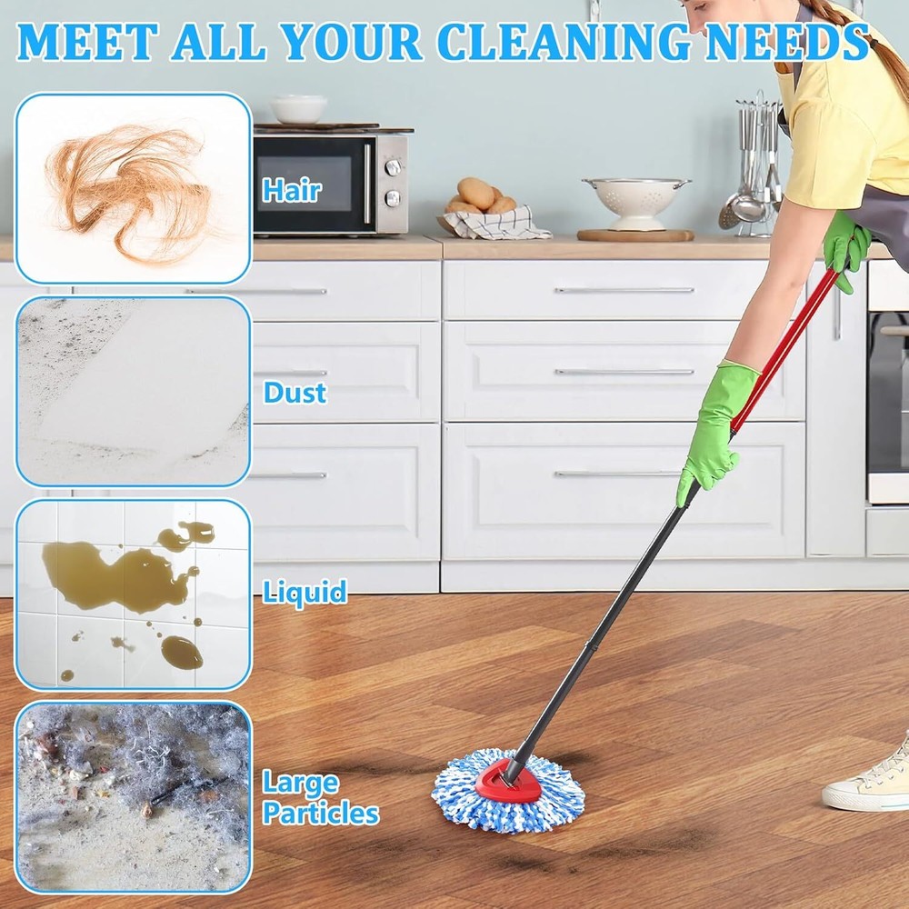 4x Replacement Microfiber Mop Head Wring Refill For O-Cedar RinseClean Spin Mop