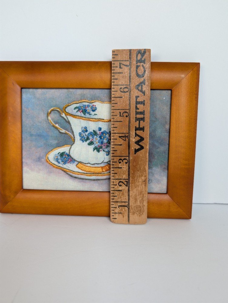 Barbara Mock Count Cross Stitch Tea Cup Finished & Framed