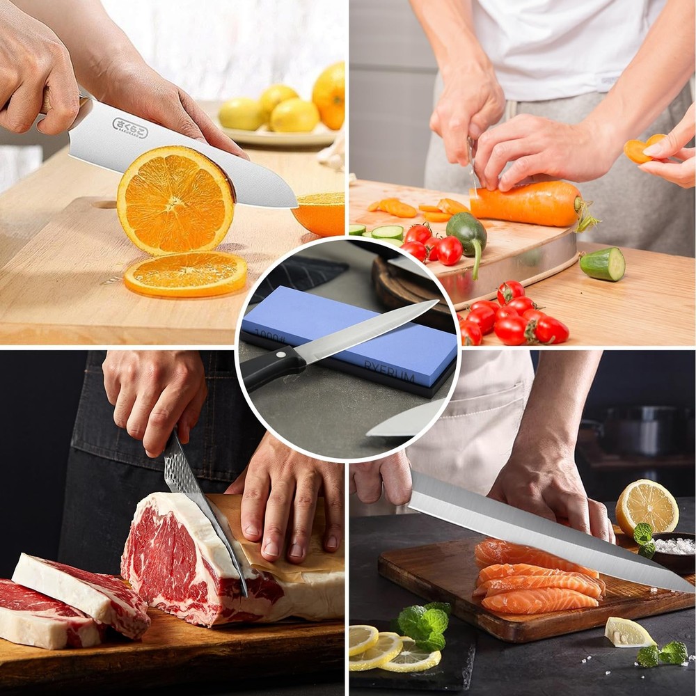 Sharpening Stone 1000 Grit Single Sided Whetstone with Non-Slip Rubber Base