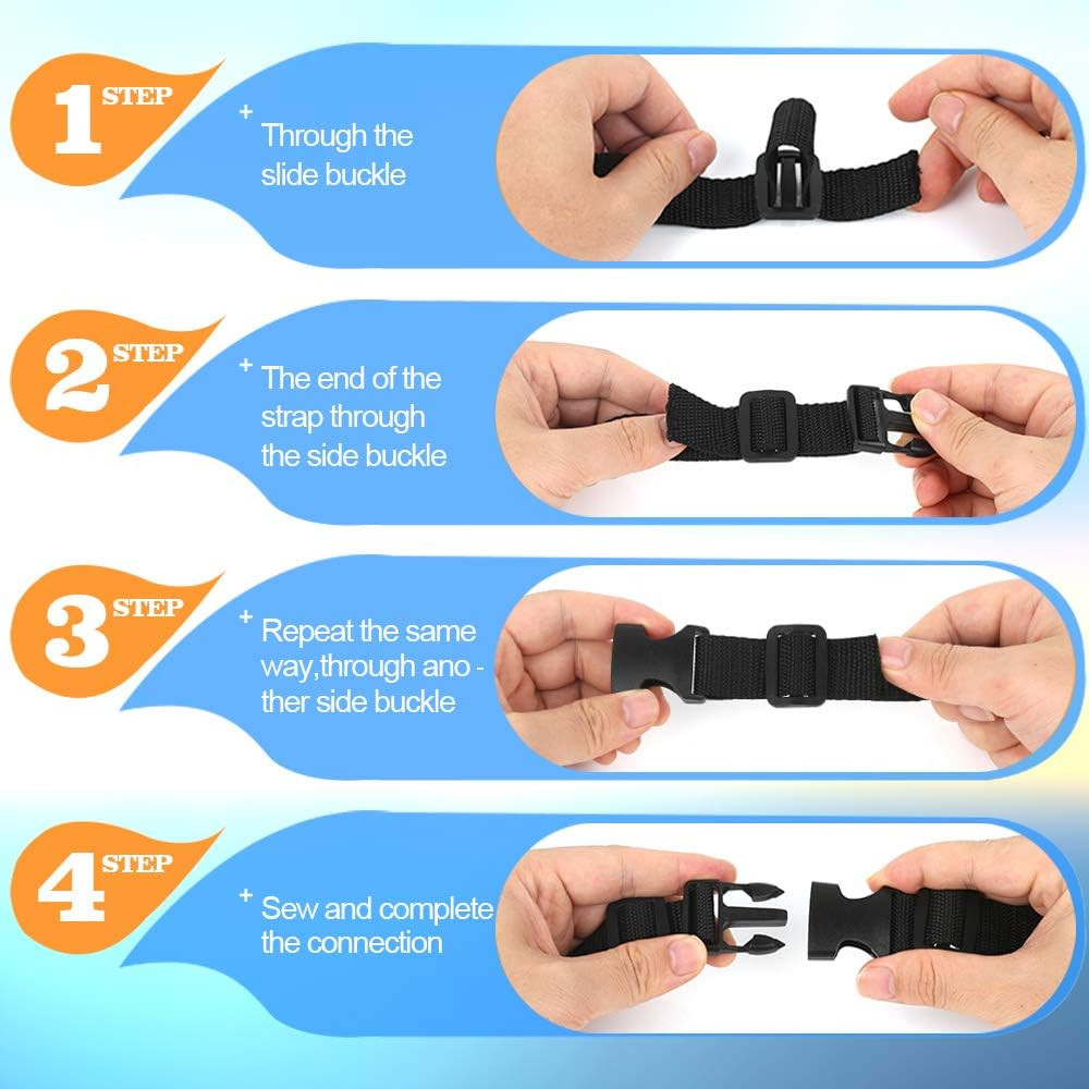 80 Pcs 1" Plastic Side Release Buckles and Slides for Backpack Straps