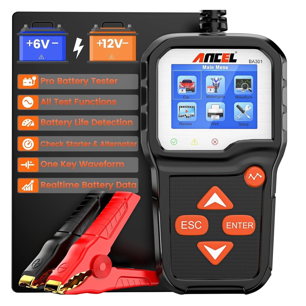 Car Battery Tester Analyzer 100-2000 CCA Cranking Charging System BA101 Upgrate
