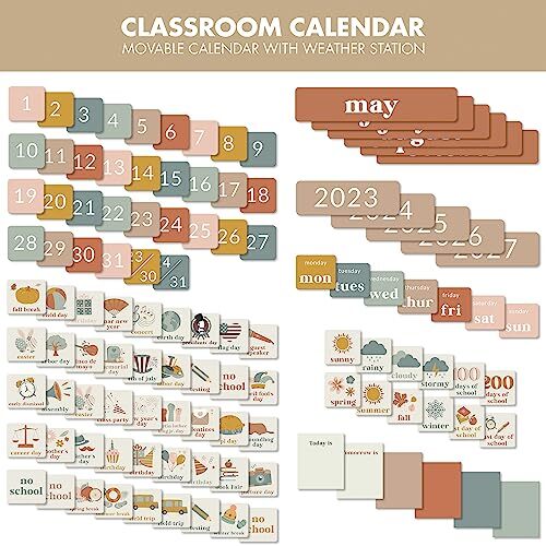 Classroom Calendar Pocket Chart with Educational Cards