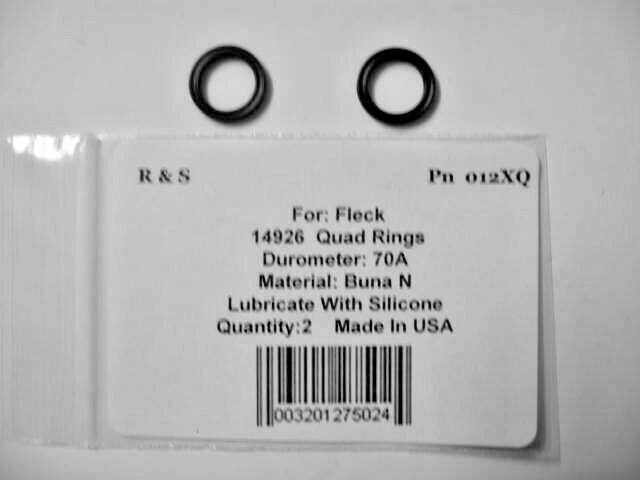 2 Fleck 14926 Quad O-rings  / R&S 012XQ / Buna n Material