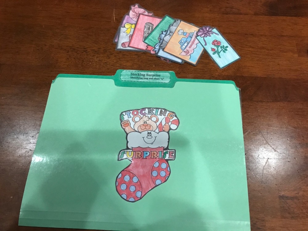 Stocking Surprise ! Long short “o”Grade K language Art file  folder game teacher