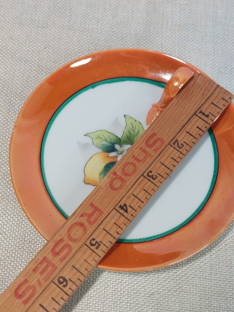 Noritake Vintage Lemon Dish Finger Handle Hand Painted Lusterware 5.5”D
