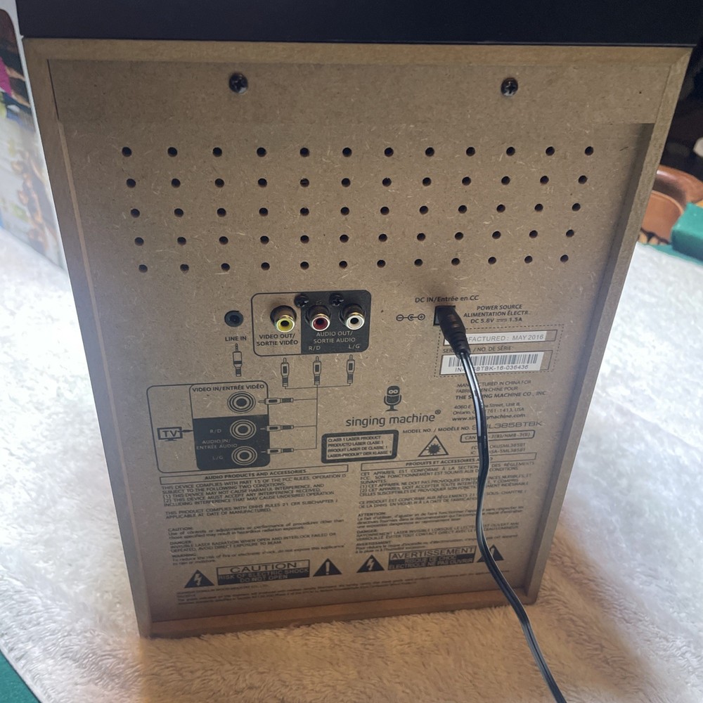 Singing Machine Bluetooth/CD Karaoke System w/LED Disco Lights SML385BTBK