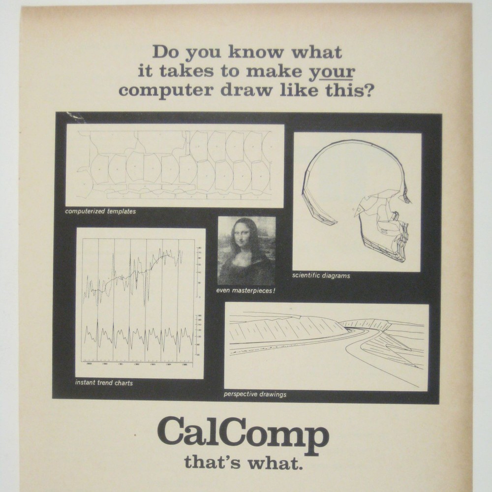 CalComp Computer Plotting System Print Ad 1969 Even Masterpieces Chart Mona Lisa