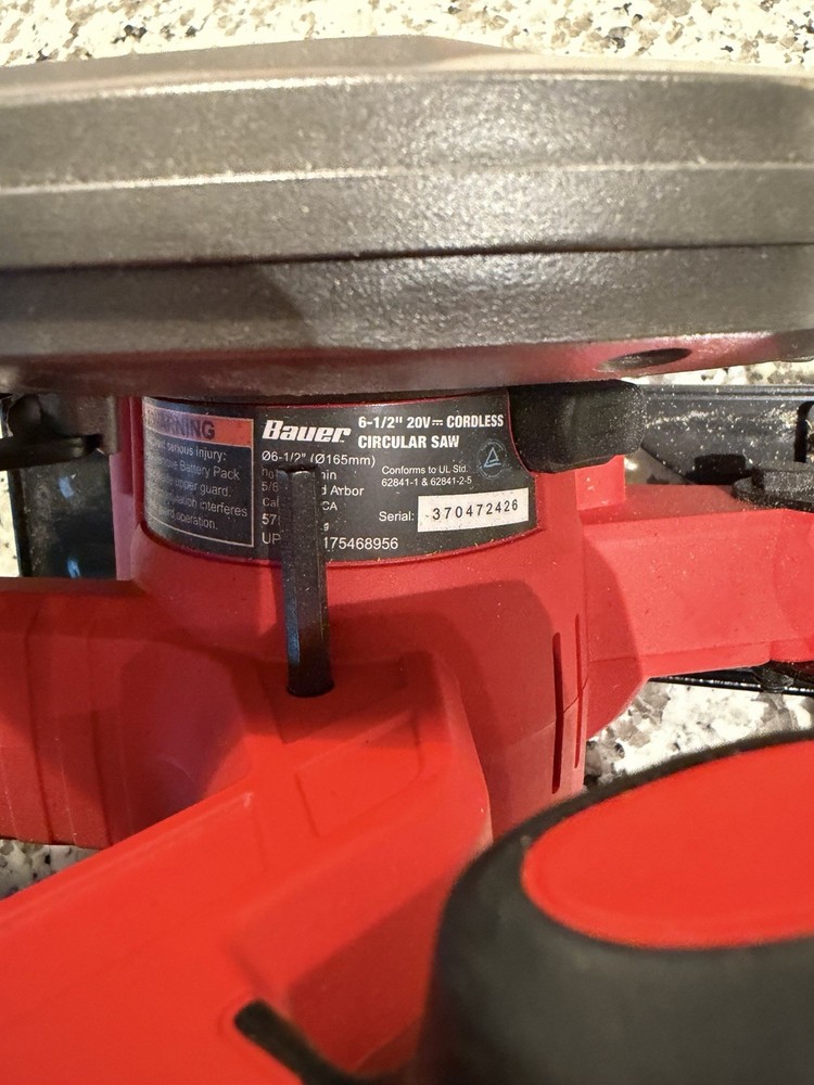 Bauer 20V Cordless Circular Saw 6-1/2 In. Tool Only