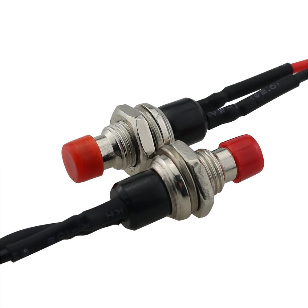 6 PCS Red Momentary Mini Push Button Switch Self Reset Non-Lock with Cable