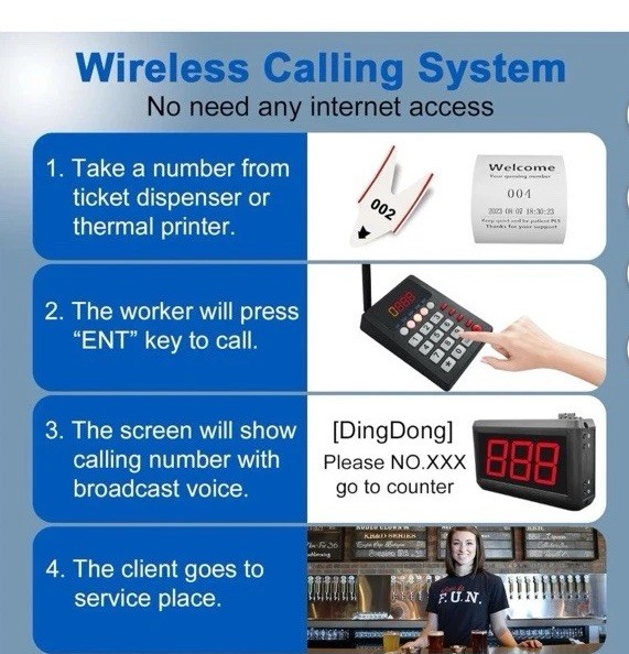 Queue Calling System Pager Call - Take A Number System Waiting Number System
