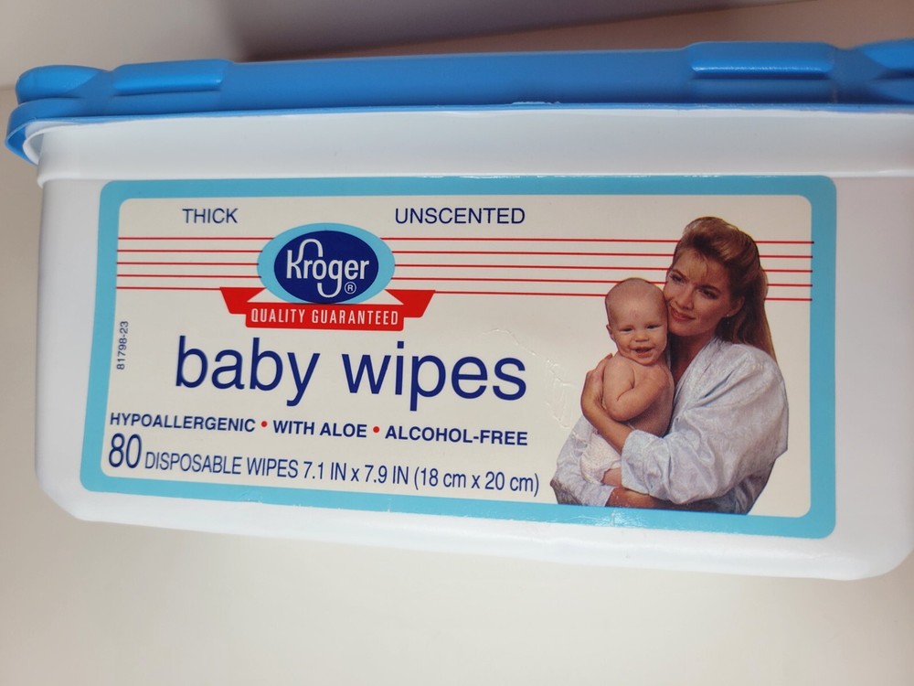Baby Wipes Container Kroger Vintage EMPTY Blue and white